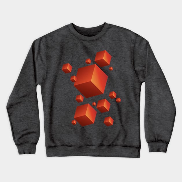 Floating Cubes red Crewneck Sweatshirt by Studio DAVE